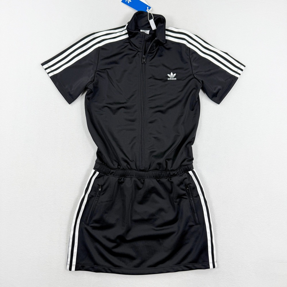 Adidas Kids Firebird Dress Skirt Romper Size M Black White 3-Stripe JD3535